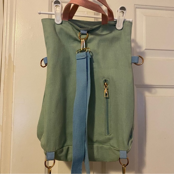 Teal, Pink, and Blue Convertible Backpack/Messenger Bag - Picture 2 of 3